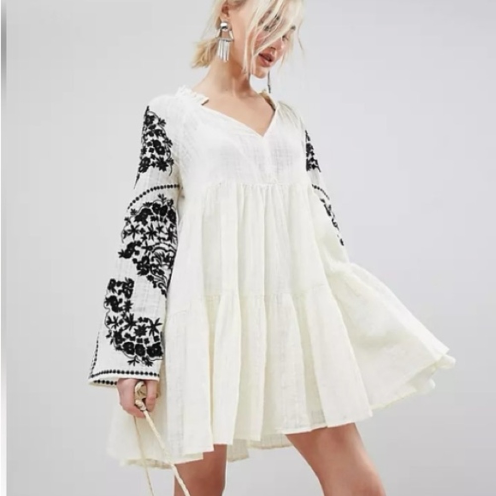 Free People Emerald City embroidered mini dress